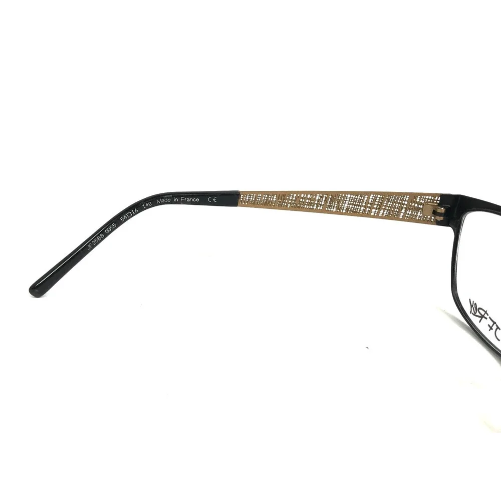 J.F. Rey Eyeglasses Frames JF2588 0055 Matte Black Gold Woven Ribbed 54-16-140
